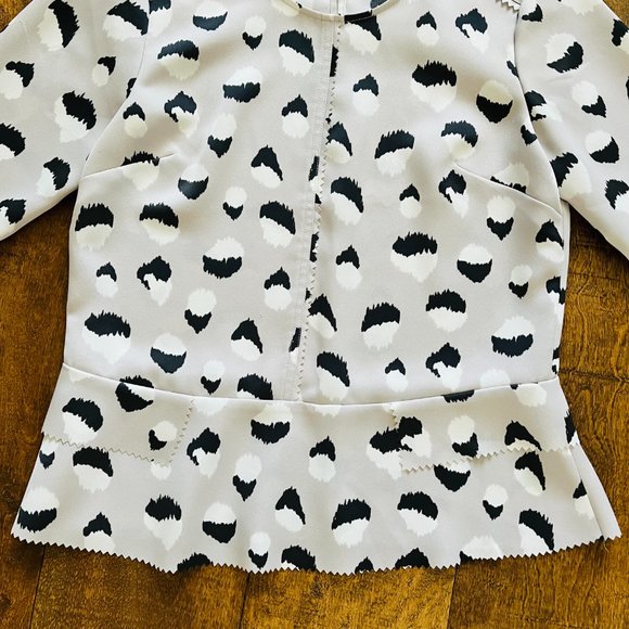 Banana Republic Silver Relaxed Peplum Blouse with Irregular Black & White Dots - Picture 10 of 10